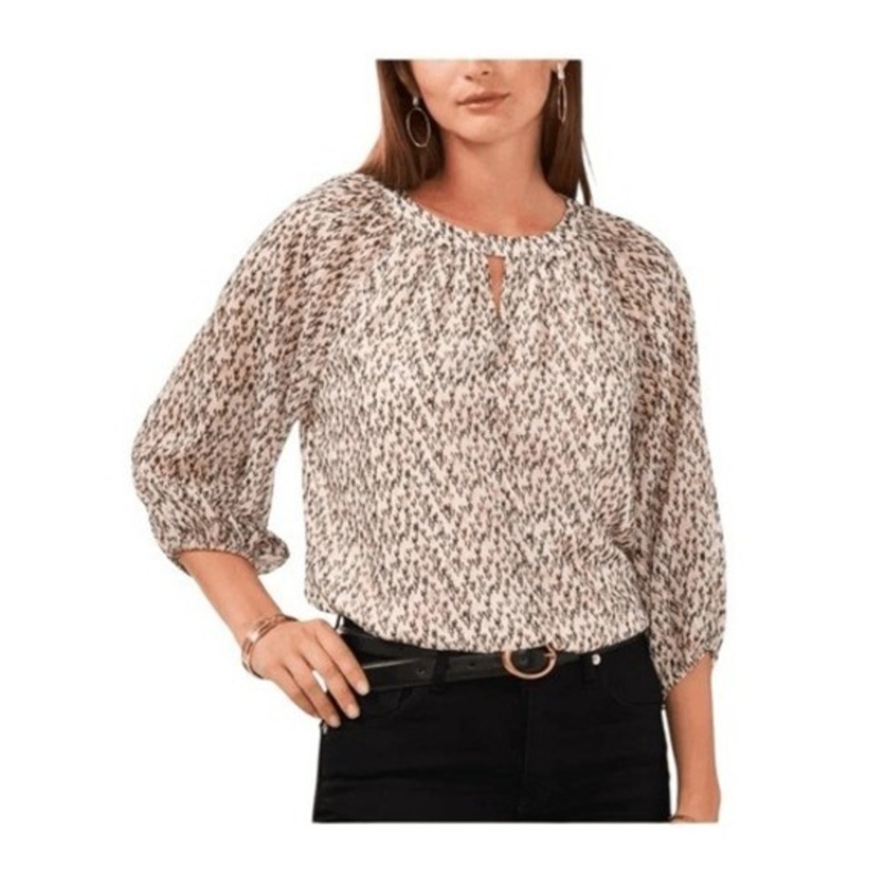 Vince Camuto‎ Snakeskin Print Chiffon Blouse Black White S